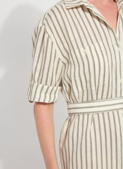 Lysse Juniper Linen Tunic Shirt Dress Olive Grove Stripe