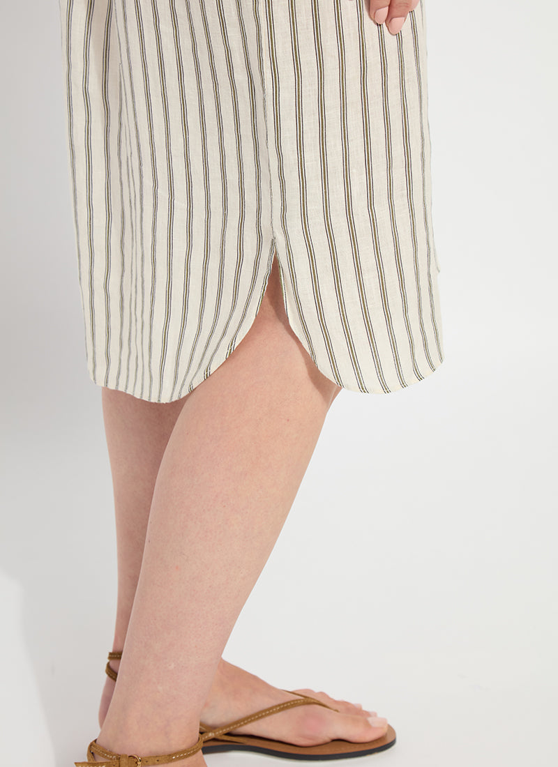 Lysse Juniper Linen Tunic Shirt Dress Olive Grove Stripe