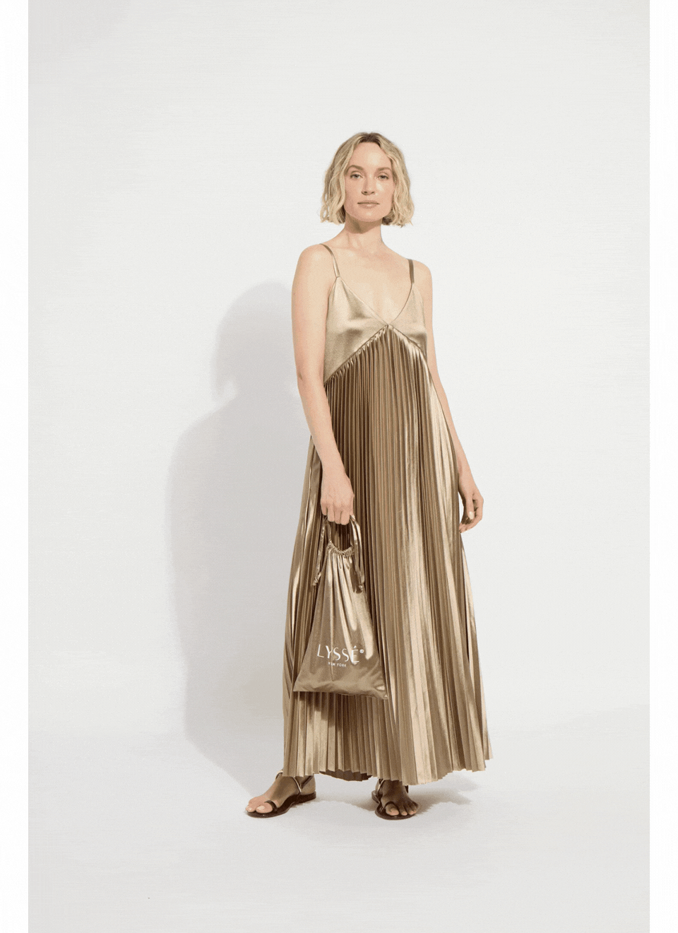 Lysse Lauren Pleated Midi Dress Celadon