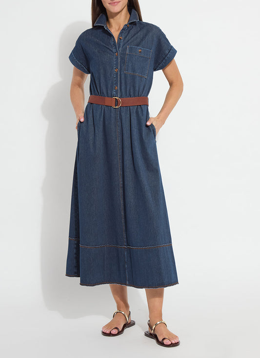 Lysse Zelda Midi Belted Denim Dress Indigo