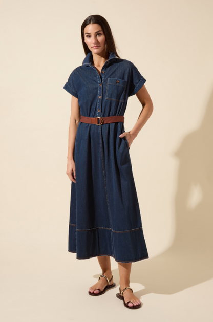 Lysse Zelda Midi Belted Denim Dress Indigo