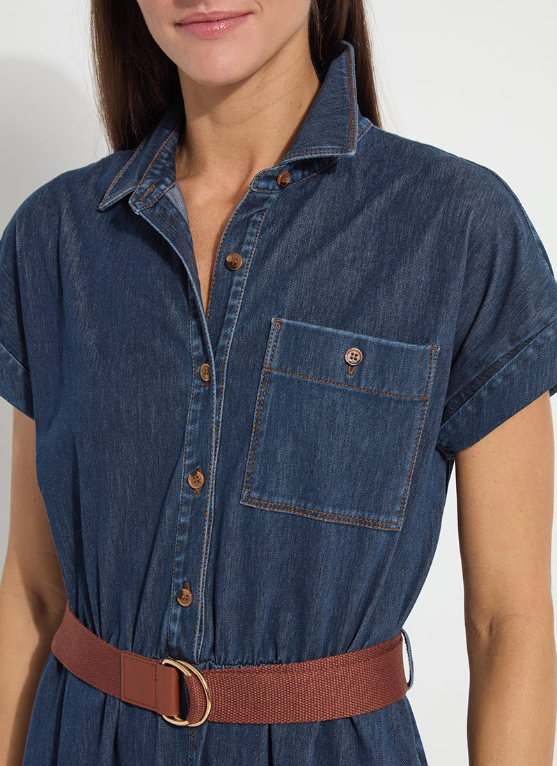 Lysse Zelda Midi Belted Denim Dress Indigo