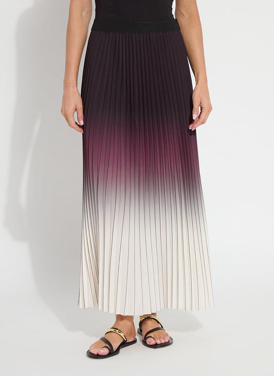 Lysse Fortunata Packable Pleated Chiffon Midi Skirt Red Sangria