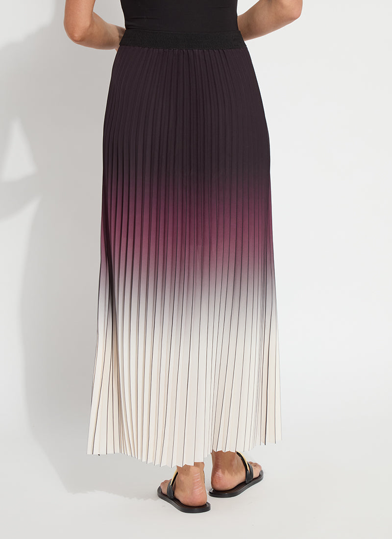 Lysse Fortunata Packable Pleated Chiffon Midi Skirt Red Sangria