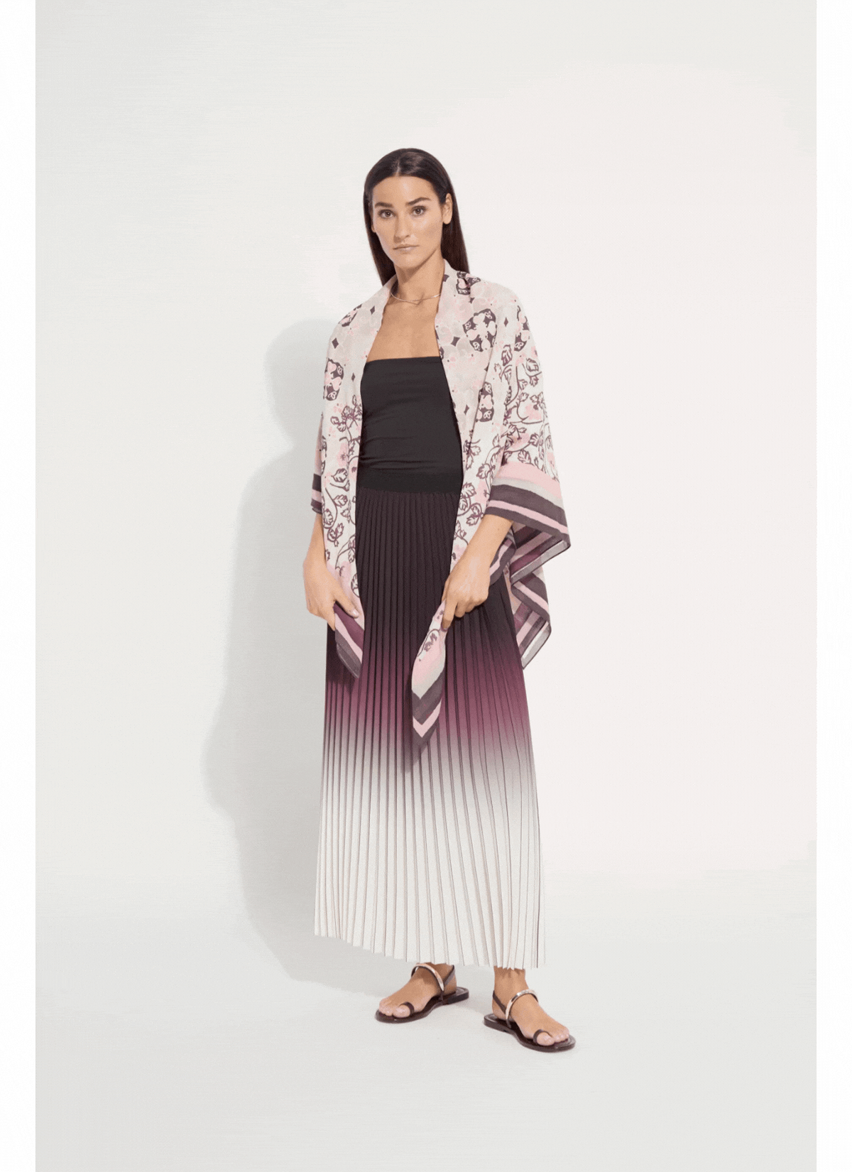 Lysse Fortunata Packable Pleated Chiffon Midi Skirt Red Sangria