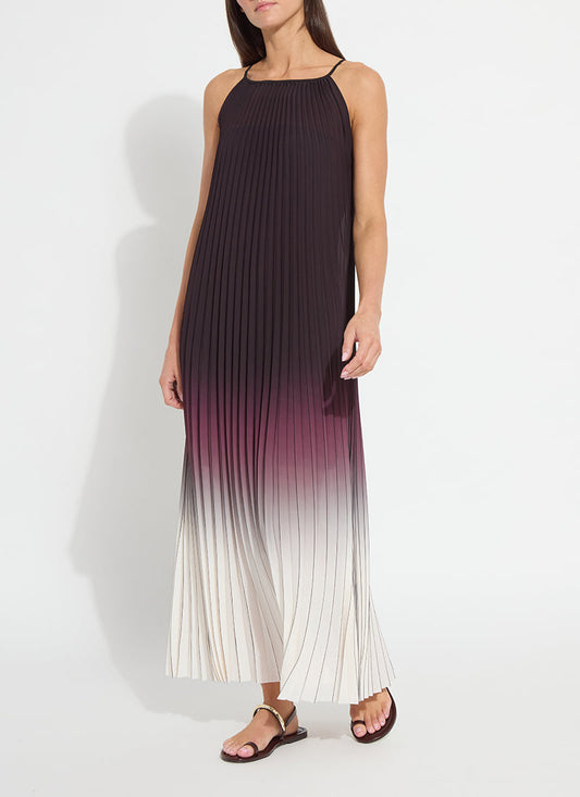 Lysse Lorena Pleated Chiffon Midi Dress Red Sangria