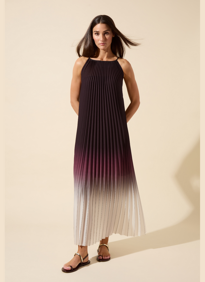 Lysse Lorena Pleated Chiffon Midi Dress Red Sangria