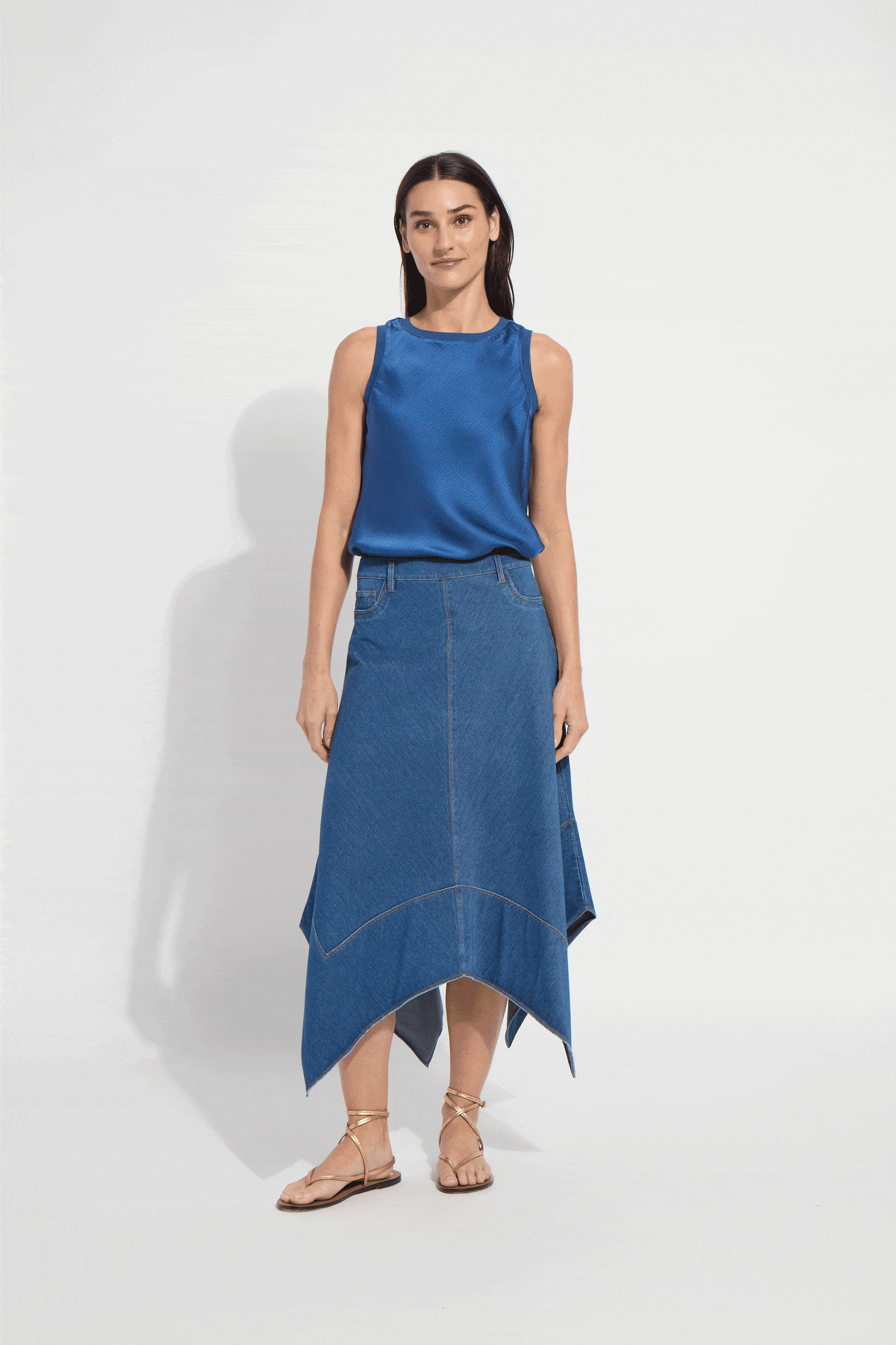 Lysse Lucille Handkerchief Denim Skirt Mid Wash