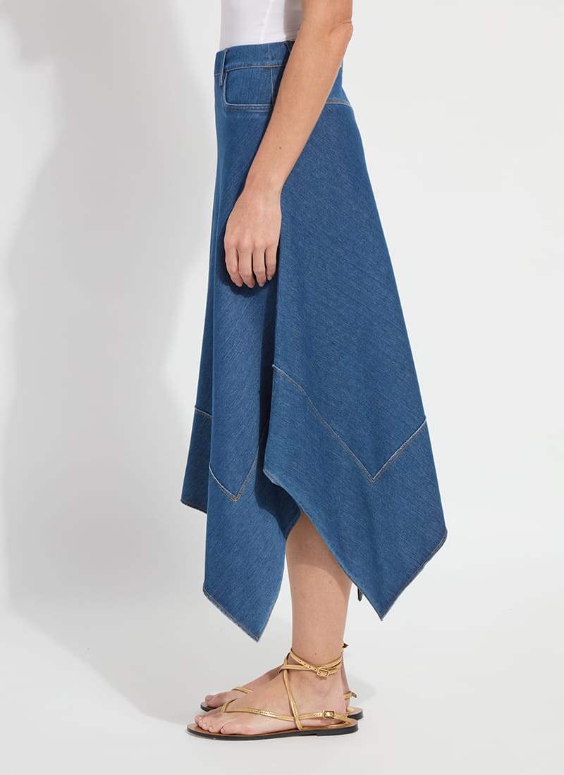 Lysse Lucille Handkerchief Denim Skirt Mid Wash