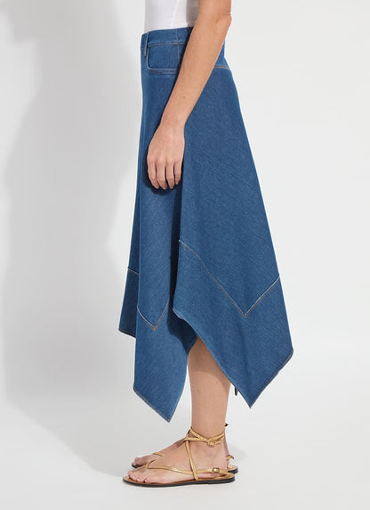 Lysse Lucille Handkerchief Denim Skirt Mid Wash