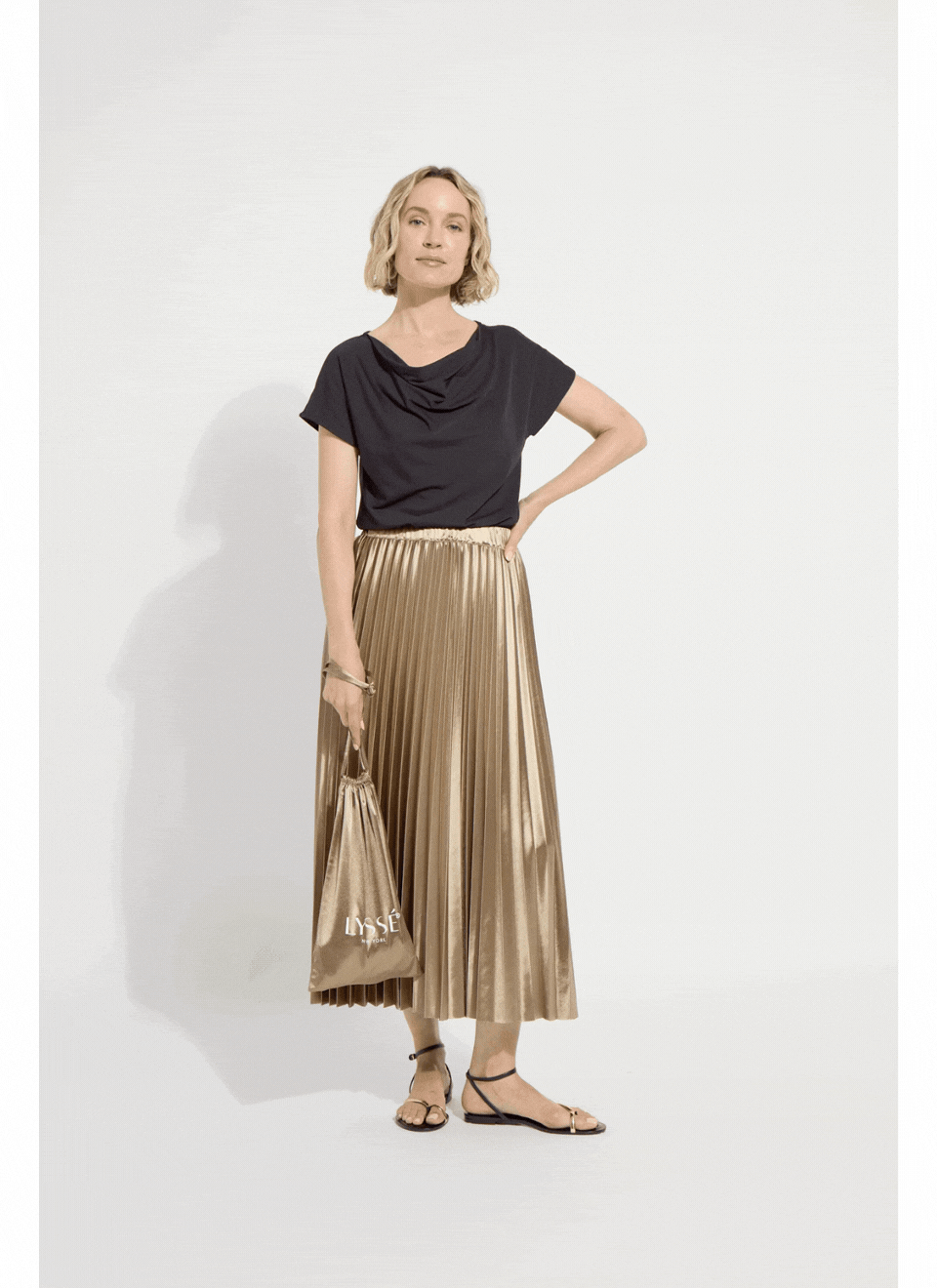 Lysse Nina Pleated Midi Skirt Celadon