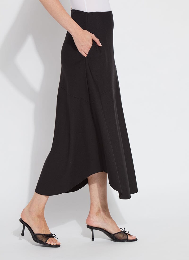 Lysse Drapey Ponte A-Line Midi Skirt Black