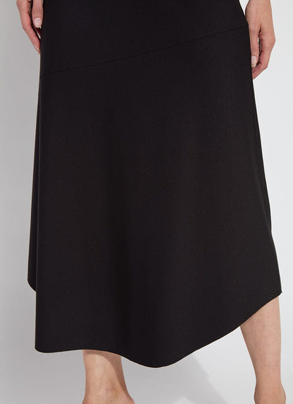 Lysse Drapey Ponte A-Line Midi Skirt Black