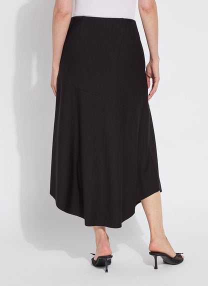 Lysse Drapey Ponte A-Line Midi Skirt Black
