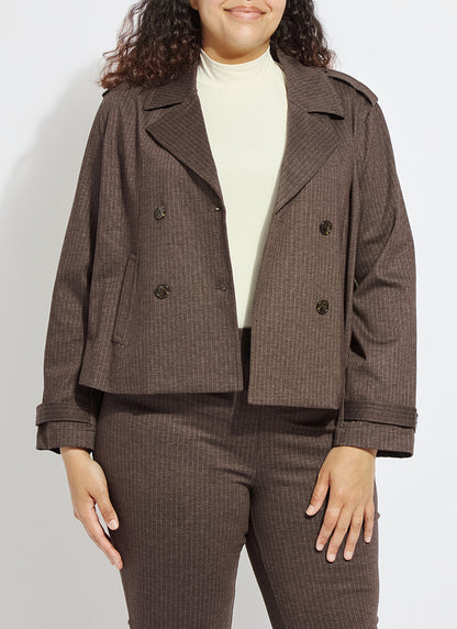 Lysse Thora Ponte Double-Breasted Crop Trench Hairline Stripe