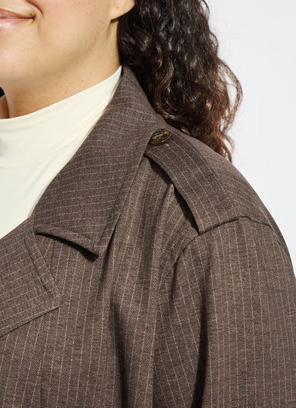 Lysse Thora Ponte Double-Breasted Crop Trench Hairline Stripe