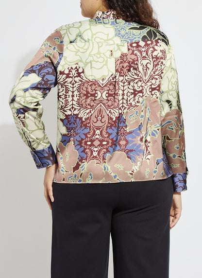 Lysse Seraphina Mock Neck Blouse Curvy Antique Garden