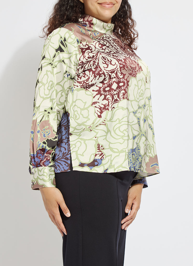 Lysse Seraphina Mock Neck Blouse Curvy Antique Garden