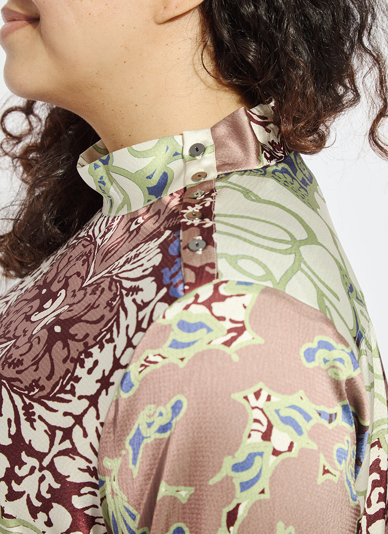 Lysse Seraphina Mock Neck Blouse Curvy Antique Garden