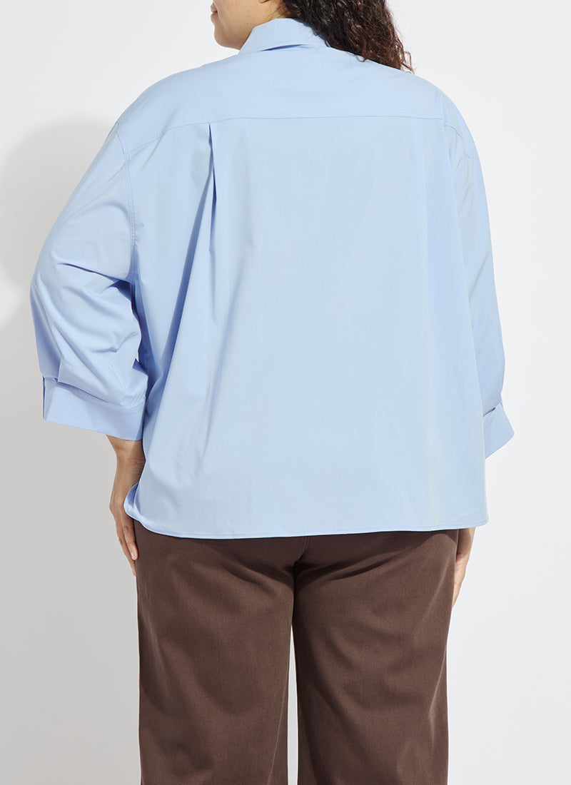 Lysse Enid Oversized Cropped Shirt Curvy Forget Me Not Blue