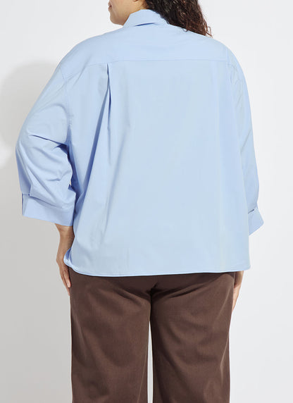 Lysse Enid Oversized Cropped Shirt Curvy Forget Me Not Blue