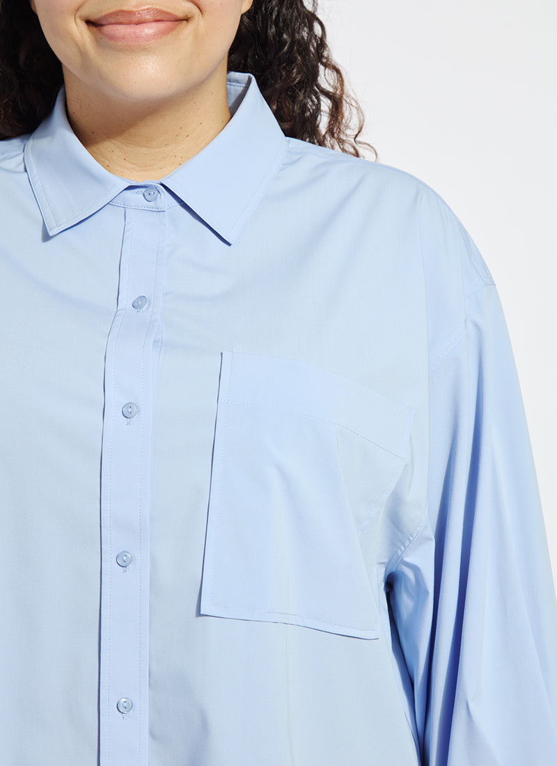 Lysse Enid Oversized Cropped Shirt Curvy Forget Me Not Blue