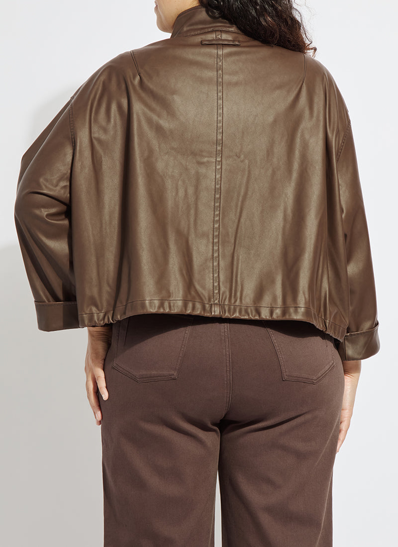 Lysse Mina Oversized Washed Vegan Leather Coat Curvy Truffle