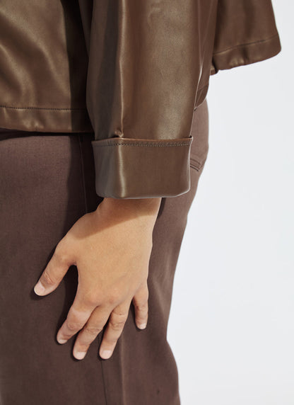 Lysse Mina Oversized Washed Vegan Leather Coat Curvy Truffle