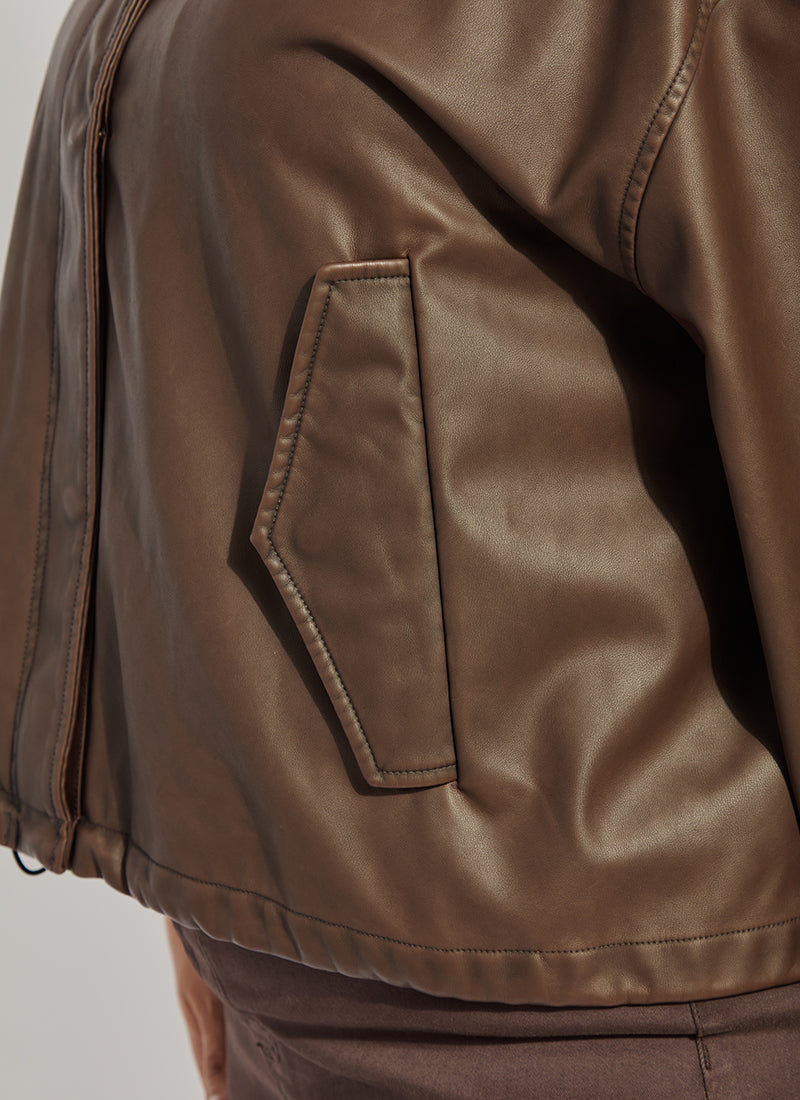 Lysse Mina Oversized Washed Vegan Leather Coat Curvy Truffle