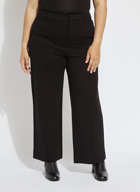 Lysse Nadia Zip Front Ponte Trouser Curvy Black