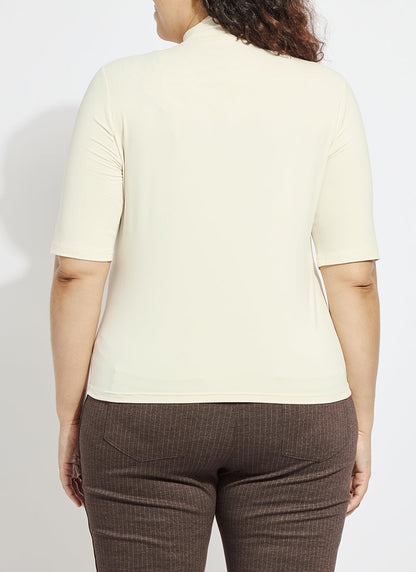 Lysse Clara Mockneck Elbow Sleeve Top Curvy Mosswood
