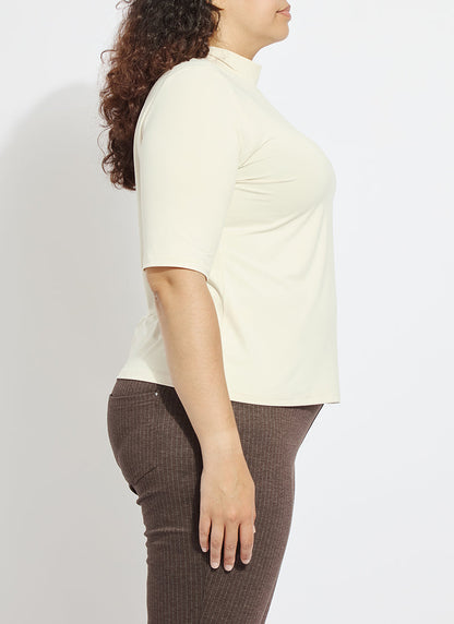 Lysse Clara Mockneck Elbow Sleeve Top Curvy Mosswood