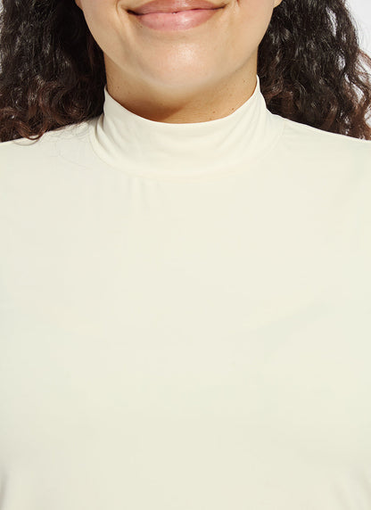 Lysse Clara Mockneck Elbow Sleeve Top Curvy Mosswood