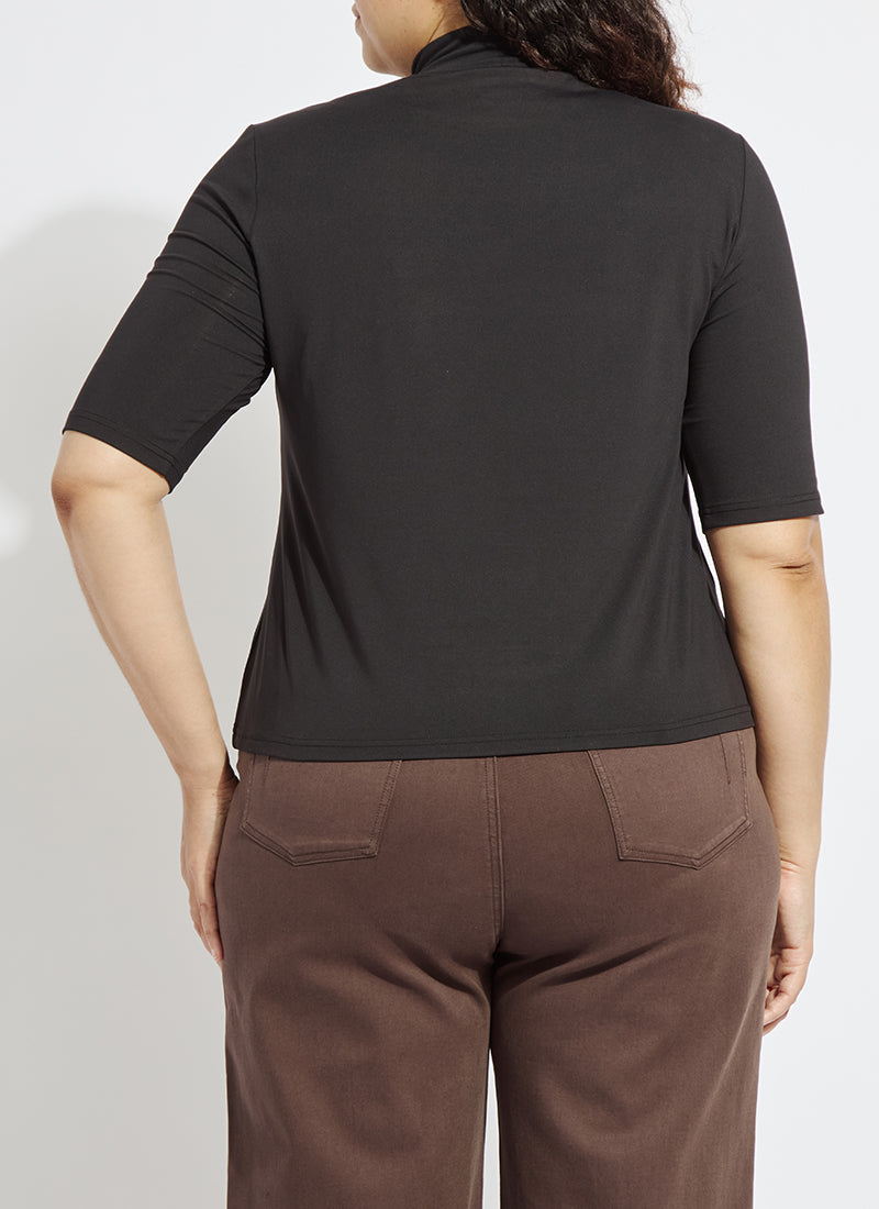 Lysse Clara Mockneck Elbow Sleeve Top Curvy Mosswood