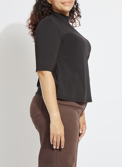 Lysse Clara Mockneck Elbow Sleeve Top Curvy Mosswood