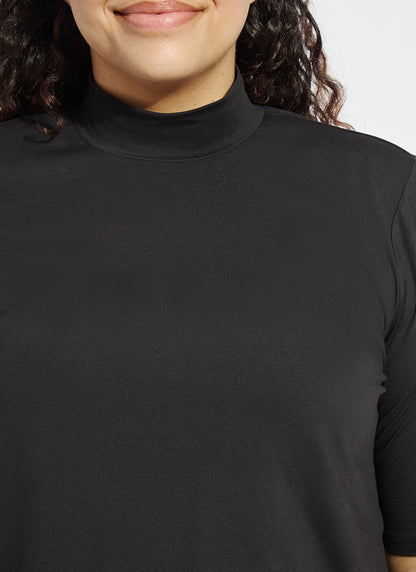 Lysse Clara Mockneck Elbow Sleeve Top Curvy Mosswood