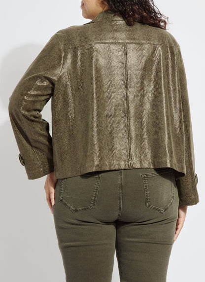 Lysse Emory Vegan Suede Moto Jacket Curvy Woodland Snake