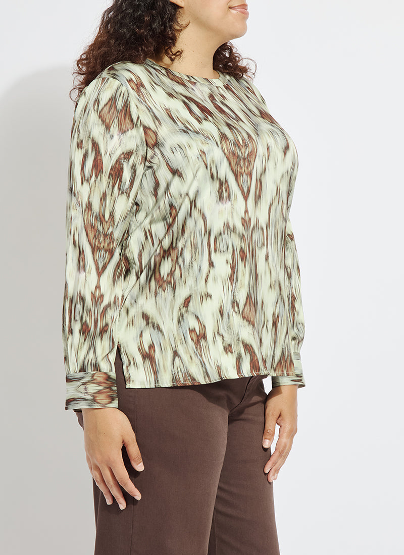 Lysse Tanni Crew Neck Blouse Curvy Woodland Paisley