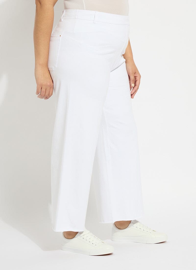 Lysse Erin Hi Waist Wide Leg Denim Curvy Antique Wash Smoked Green