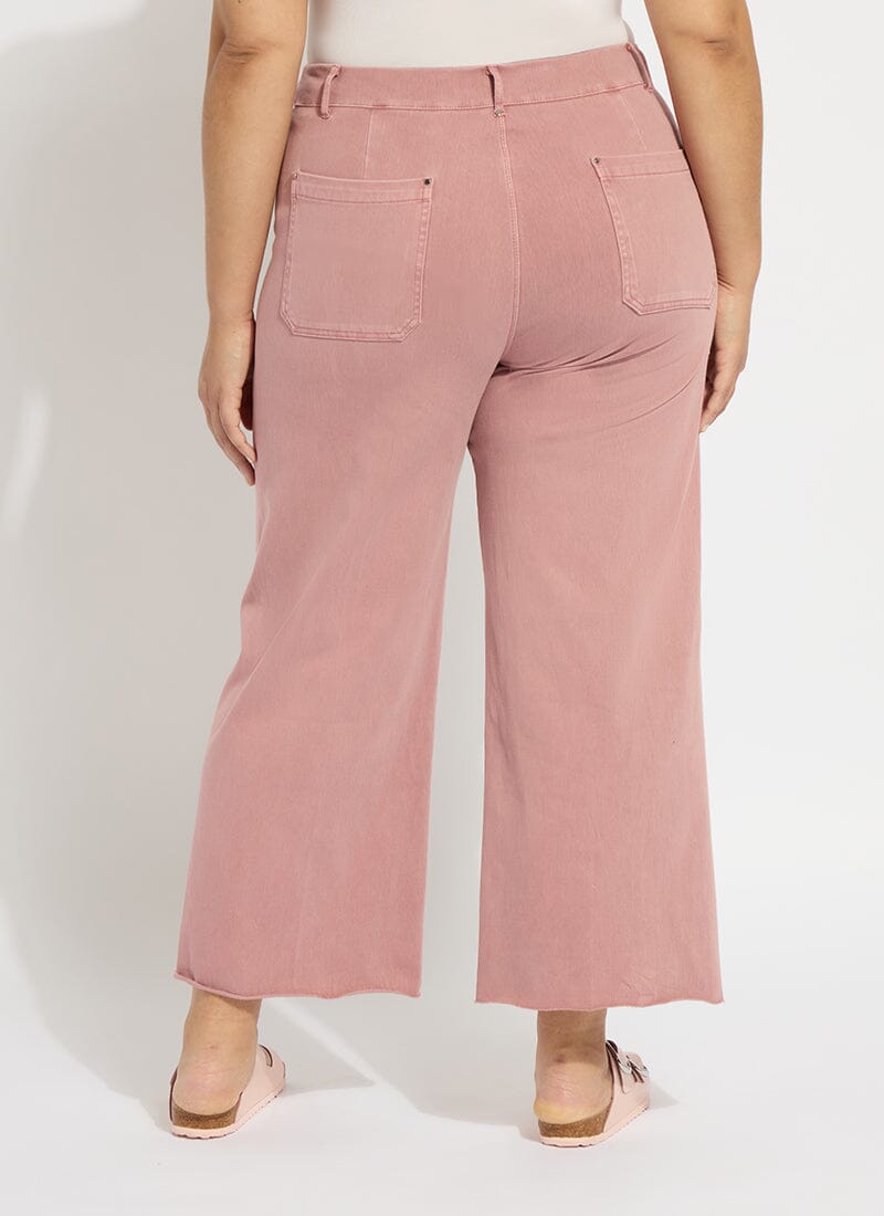 Lysse Erin Hi Waist Wide Leg Denim Curvy Antique Wash Smoked Green