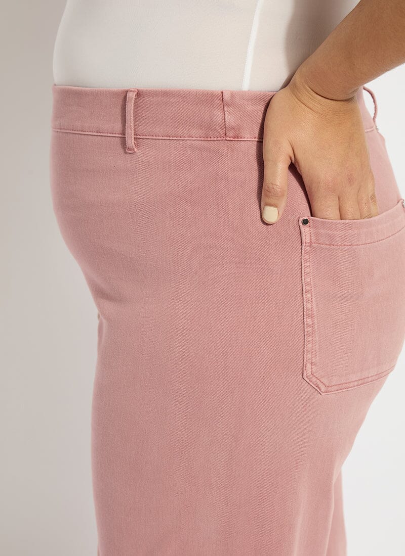 Lysse Erin Hi Waist Wide Leg Denim Curvy Antique Wash Smoked Green