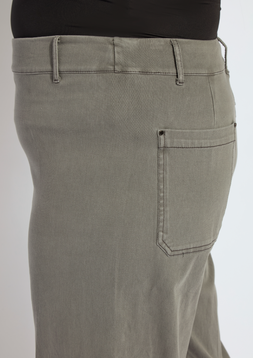 Lysse Erin Hi Waist Wide Leg Denim Curvy Antique Wash Smoked Green