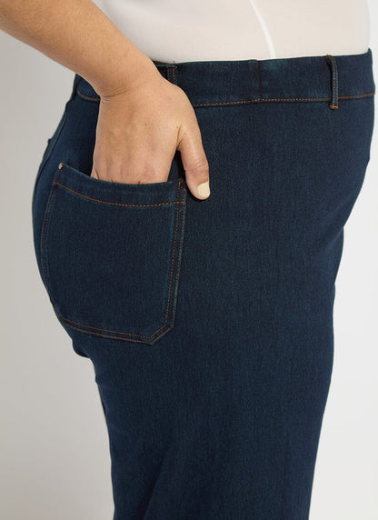 Lysse Erin Hi Waist Wide Leg Denim Curvy Antique Wash Smoked Green