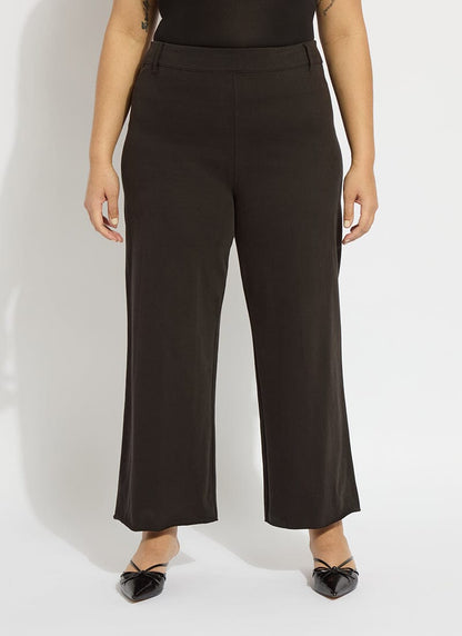 Lysse Erin Hi Waist Wide Leg Denim Curvy Antique Wash Smoked Green