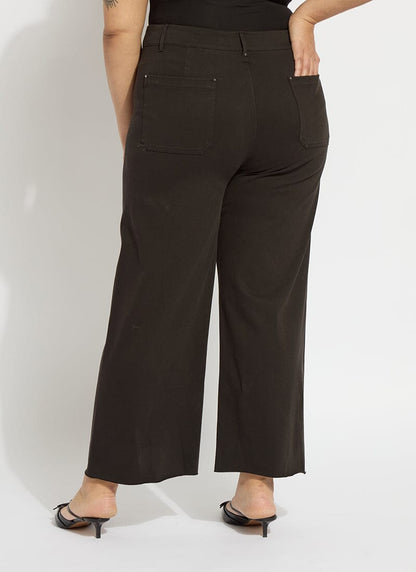 Lysse Erin Hi Waist Wide Leg Denim Curvy Antique Wash Smoked Green