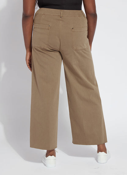 Lysse Erin Hi Waist Wide Leg Denim Curvy Antique Wash Smoked Green