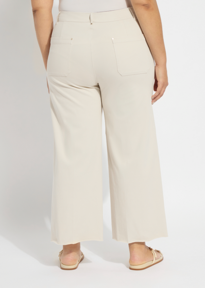 Lysse Erin Hi Waist Wide Leg Denim Curvy Antique Wash Smoked Green