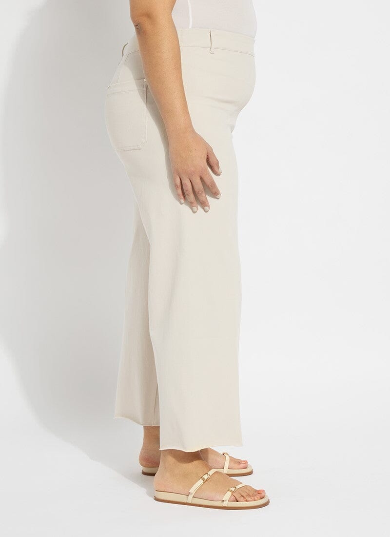 Lysse Erin Hi Waist Wide Leg Denim Curvy Antique Wash Smoked Green