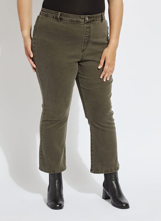 Lysse Ankle Estelle Everyday Flare Denim Curvy (27" Inseam) Asutex Mosswood