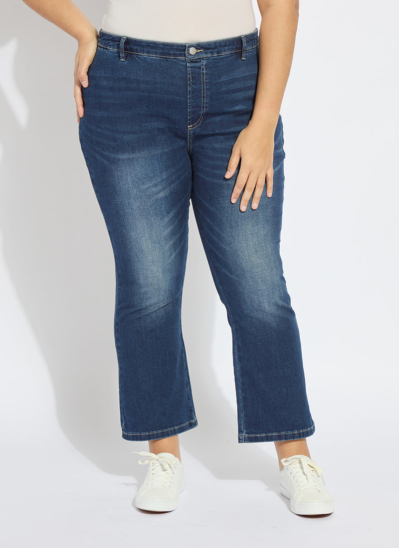 Lysse Ankle Estelle Everyday Flare Denim Curvy (27" Inseam) Asutex Mosswood